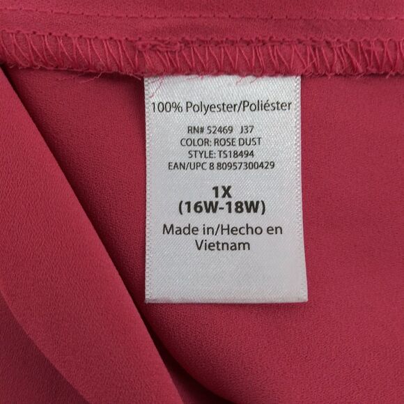 Terra & Sky Blouse Womens Size 1X Pink Keyhole Neck Balloon Sleeve Pullover Top - Picture 6 of 7